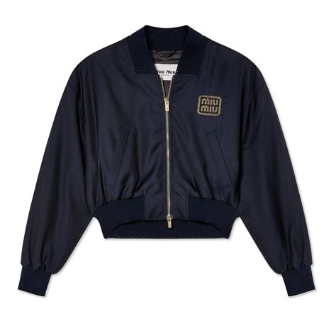 bomber miu miu|Navy Batavia Bomber Jacket .